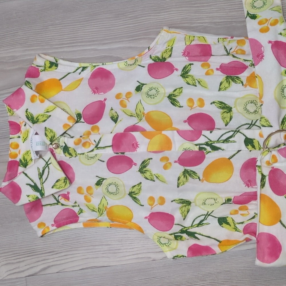 Cynthia Rowley 2 Fruit Kiwi Dress Sleeveless Pink Orange White Collar Button Up - Picture 6 of 16